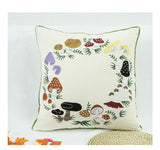 Mushroom Embroidered Pillow Cover