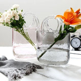 Clear GlassTote Bag Flower Vase