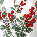 5pcs Christmas Red Berry Holly Leaves