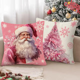 Pink Christmas Santa Claus Pillowcase set of 4