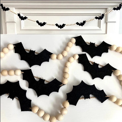 Halloween Bat Wooden Beads Garland