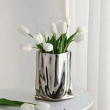 Silver Ruffled Flower Vase