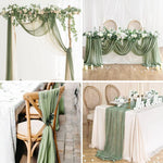 Sage Green Cheesecloth Table Runner