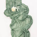 Sage Green Cheesecloth Table Runner