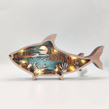 Handmade Wooden Carving Fish Lights