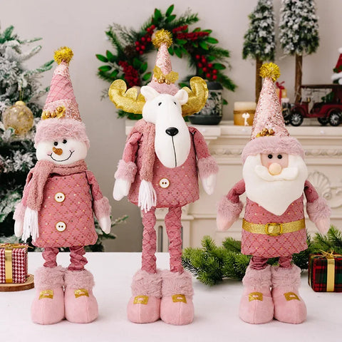 Pink Santa Claus, Snowman & Reindeer