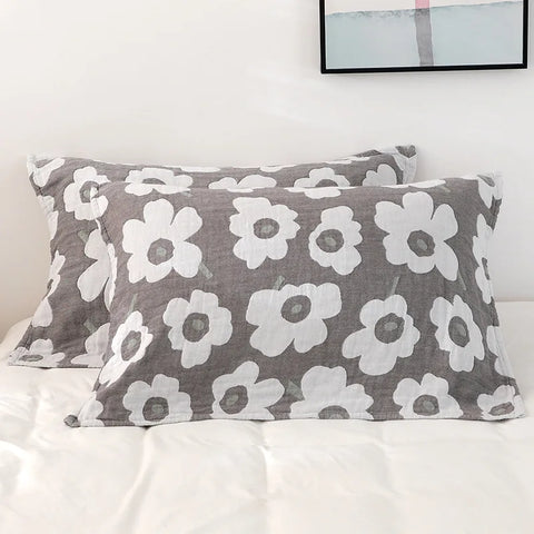 2Pc Five-Layer Gauze and Cotton Flower 50X75Cm Pillow Cover 