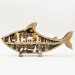 Handmade Wooden Carving Fish Lights