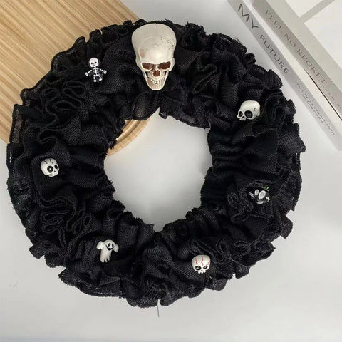 Halloween Skeleton Burlap Wreath