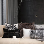 Black and White Leopard Print Cushion Cover