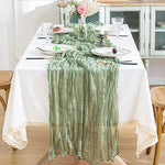 Sage Green Cheesecloth Table Runner