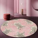 Round Pink Leopard Rug