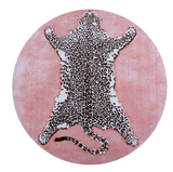 Round Pink Leopard Rug