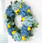 Hydrangea and lemon wreath