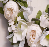 Peony magnolia wreath