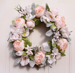 Peony magnolia wreath