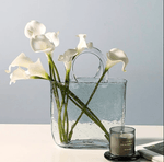 Clear GlassTote Bag Flower Vase