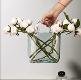 Clear GlassTote Bag Flower Vase