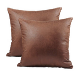 Vegan Leather Throw Pillow Covers 18x18 Inch Pack of 2