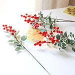 5pcs Christmas Red Berry Holly Leaves