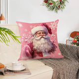 Pink Christmas Santa Claus Pillowcase set of 4