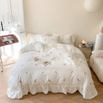 3pcs Rose Embroidered Duvet Cover Set