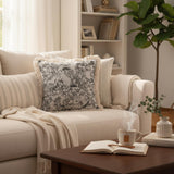 French Country Tapestry Pillow Cover | Botanical Bunny Accent Cushion with Tassels