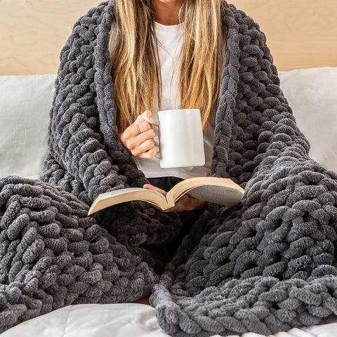 Chunky Knit Blanket Throw 