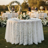 Round Lace Tablecloth White 