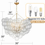 Nordic Bubble Ball Swirled Glass Chandelier, Dia 36 Inch 