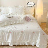 3pcs bedding Set, Embroidered Rose Quilt