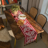Red Embroidered Cotton Table Runner 