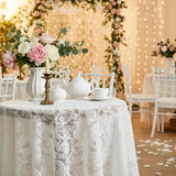 Round Lace Tablecloth White 