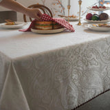 Elegant Ivory Jacquard Tablecloth