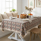 Kilim Tablecloth with Fringe, Boho Southwest Woven Table Cover