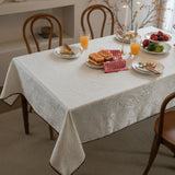 Elegant Ivory Jacquard Tablecloth
