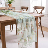 Romantic Floral Embroidered Tulle Table Runner