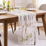 Romantic Floral Embroidered Tulle Table Runner