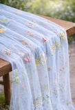 Romantic Floral Embroidered Tulle Table Runner