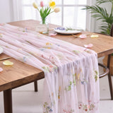 Romantic Floral Embroidered Tulle Table Runner