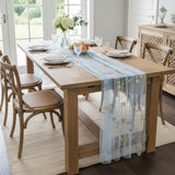 Romantic Floral Embroidered Tulle Table Runner