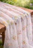 Romantic Floral Embroidered Tulle Table Runner