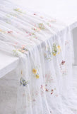 Romantic Floral Embroidered Tulle Table Runner