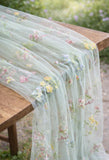Romantic Floral Embroidered Tulle Table Runner