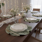 Ruffle Linen Placemats 4 Pc Set, Romantic Table Setting Decor