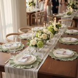 Ruffle Linen Placemats 4 Pc Set, Romantic Table Setting Decor
