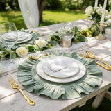 Ruffle Linen Placemats 4 Pc Set, Romantic Table Setting Decor