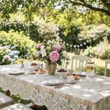 Lace Tablecloth Floral Embroidered Sheer Table Cover,