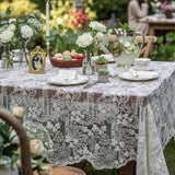 Lace Tablecloth Floral Embroidered Sheer Table Cover,
