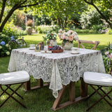Lace Tablecloth Floral Embroidered Sheer Table Cover,